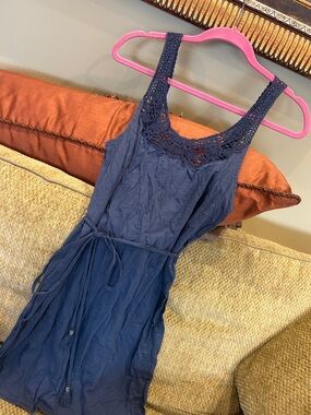 American Eagle Navy Crochet-Detail Sundress-Medium-NWT